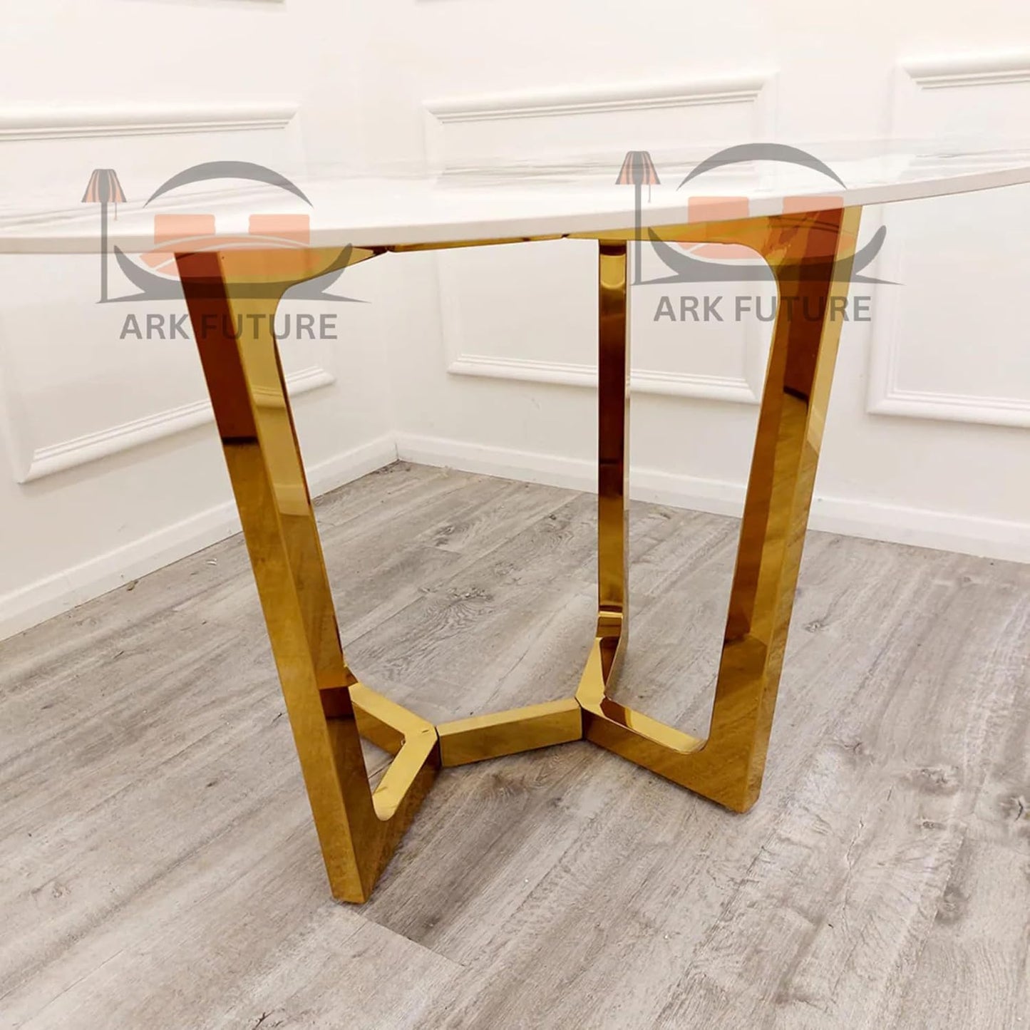 Lucien Gold 1.2m Round Dining Table – Sintered Stone Top, Elegant Gold Base