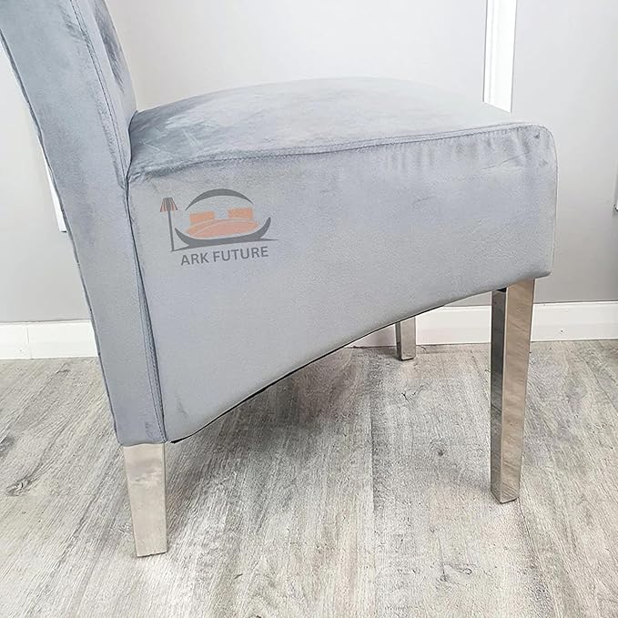 Emma Velvet Dining Chair - Button-Tufted with Chrome Legs & Lion Knocker