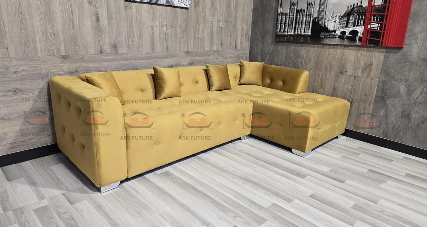 Vesta Plush Velvet Corner Sofa – Elegant & Comfortable Luxury Seating for Modern Homes