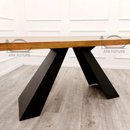Axel 1.8m Pine Wood Dining Table with Black Metal Legs