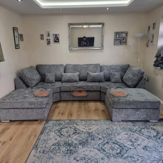 Emilia Luxury U shaped Sofa in Velvet Fabric