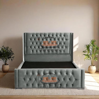 Calgary Upholstered Bed Frame | Modern Fabric Bed with Tufted Headboard