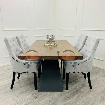 Axel 1.8m Pine Wood Dining Table with Black Metal Legs