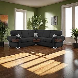 Patron Corner 5 Seater Sofa in Plush Velvet Fabric