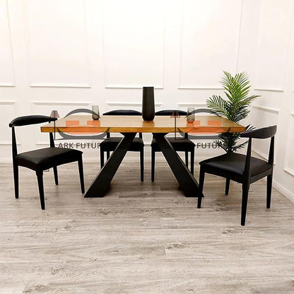 Axel 1.8m Pine Wood Dining Table with Black Metal Legs