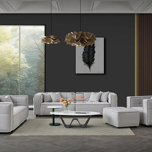 Murray Sofa Range - Modern Modular 4+3 Seater in Putty Boucle