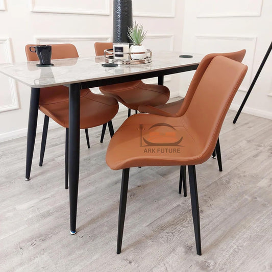 Flora Faux Leather Dining Chairs – Set of 4, Modern Design & Sturdy Legs