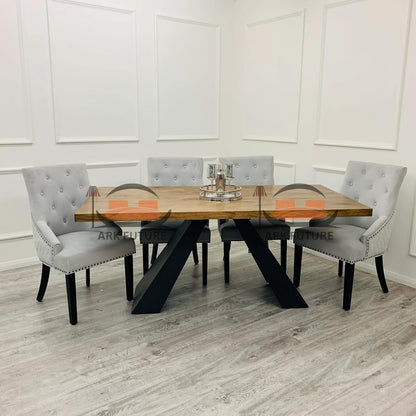 Axel 1.8m Pine Wood Dining Table with Black Metal Legs
