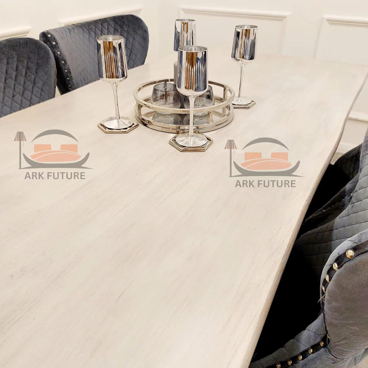 Freya 1.8 Dining Table – Solid Light Pine Wood & Chrome Legs