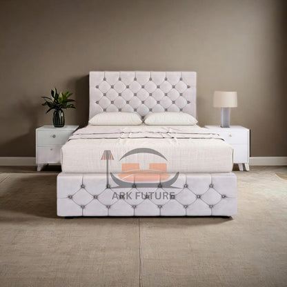 Regal Tufted Velvet Bed Frame with Footend Storage Drawers