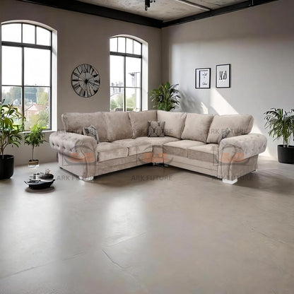 Veneto 5-Seater L-Shaped Corner Sofa with Full Back and Chesterfield Arms