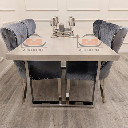 Freya 1.8 Dining Table – Solid Light Pine Wood & Chrome Legs