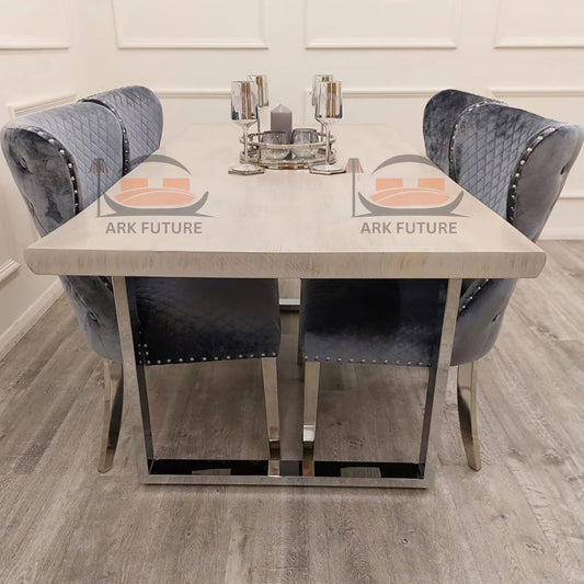 Freya 1.8 Dining Table – Solid Light Pine Wood & Chrome Legs