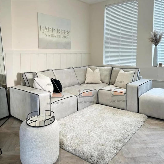 Tammy Modular Sectional L Shape Sofa In Plush Velvet