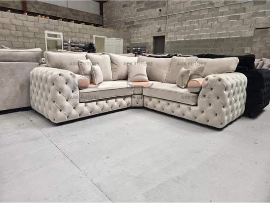 Sloane Corner Sofa in Plush Velvet Fabric