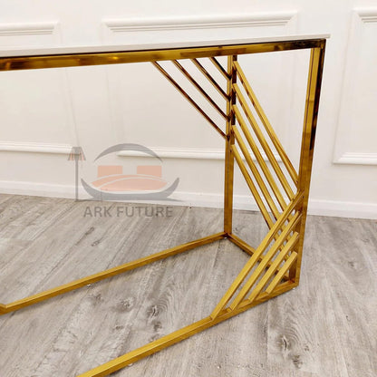 Azure Gold Console Table with White Sintered Stone Top