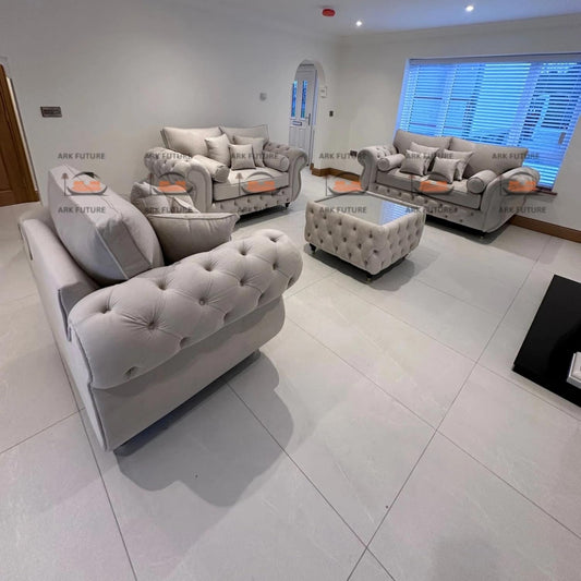 Turbo Sofa Set in Plush Velvet Fabric