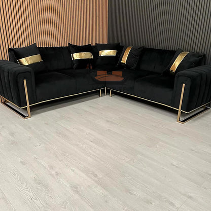 Genova Black Velvet Corner Sofa Range