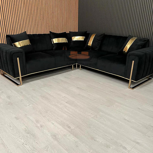 Genova Black Velvet Corner Sofa Range