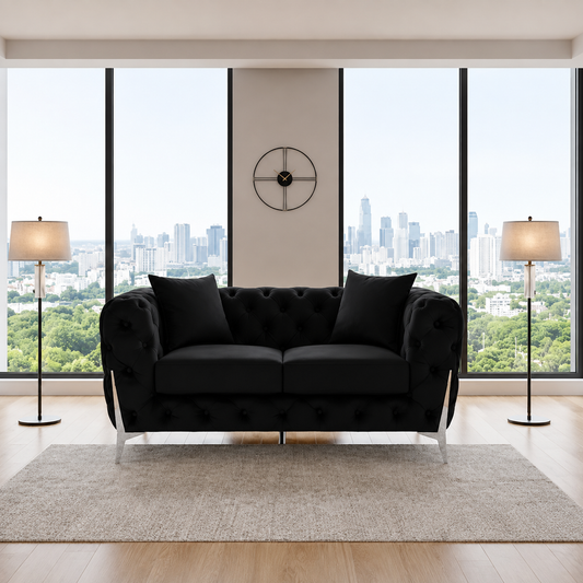 Miller 2 Seater Tufted Upholstered Sofa with Metal Legs