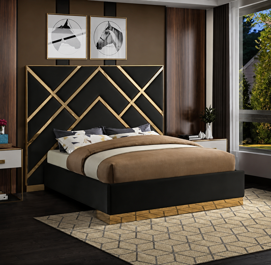 Serena Upholstered Bed Frame with Stylish Headboard, Sturdy Wooden Legs, Modern