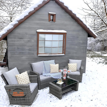 Outdoor Rattan Furniture Set, 4 Pieces, Grey