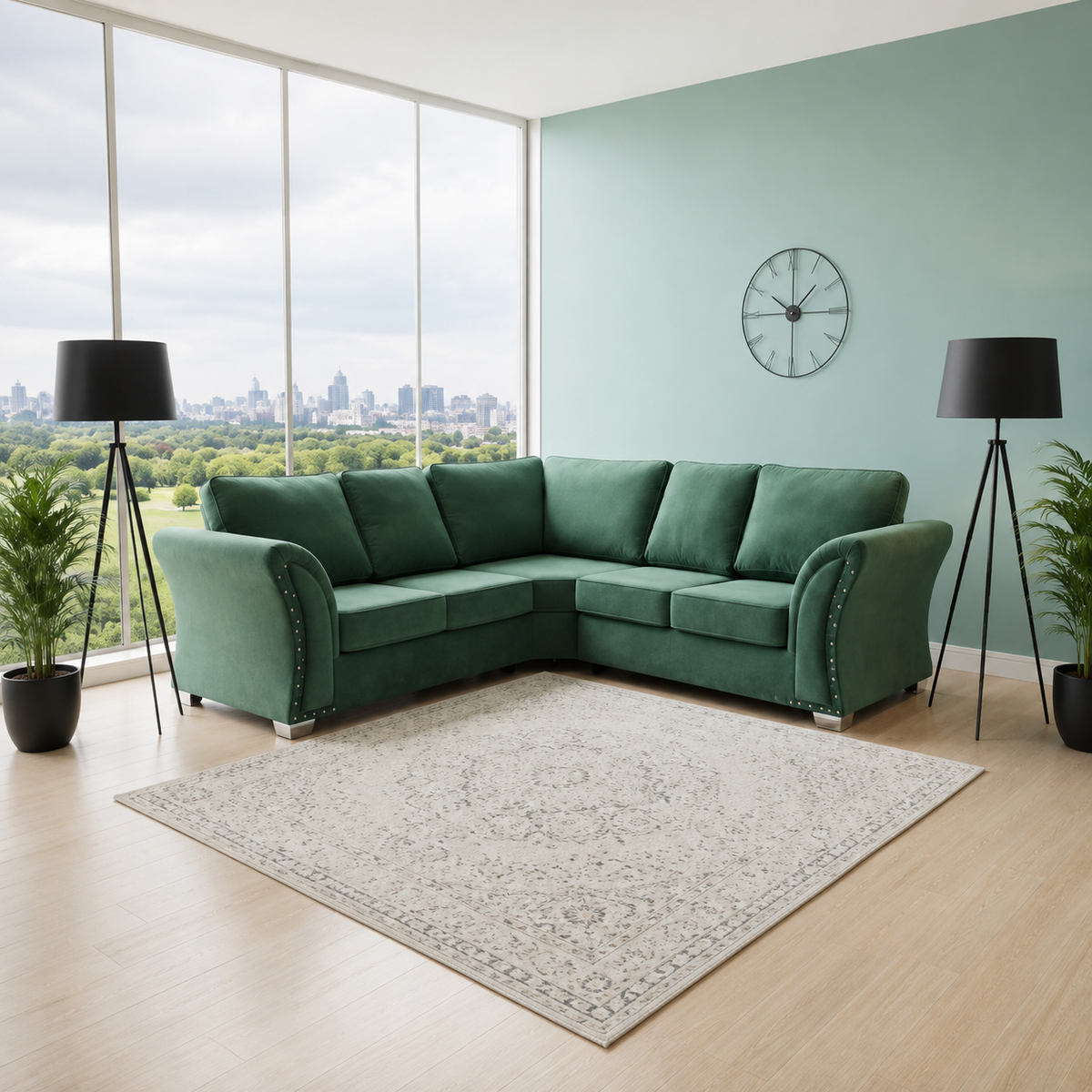 Chelsea Curve Corner Sofa In Plush Velvet Fabric