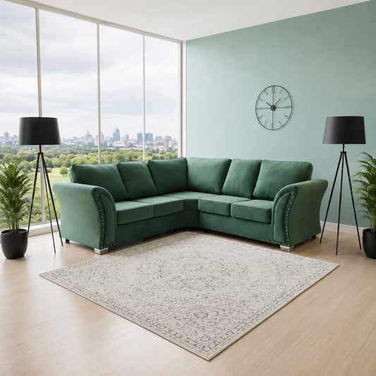 Chelsea Curve Corner Sofa In Plush Velvet Fabric