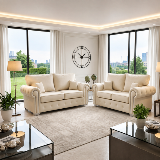 Malvern Grand 3 + 2 Seater Sofa In Plush Velvet Fabric