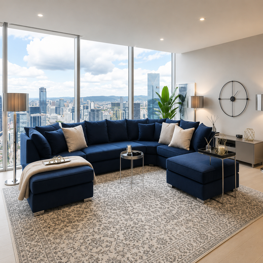 Romilly Sofa U-Shaped Modern Sofa In Plush Velvet Fabric