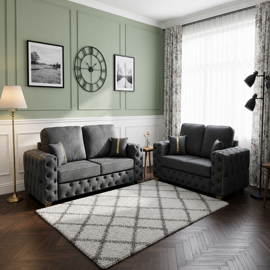 Woven Cradle 3+2 Seater Lounge Sofas In Plush Velvet Fabric