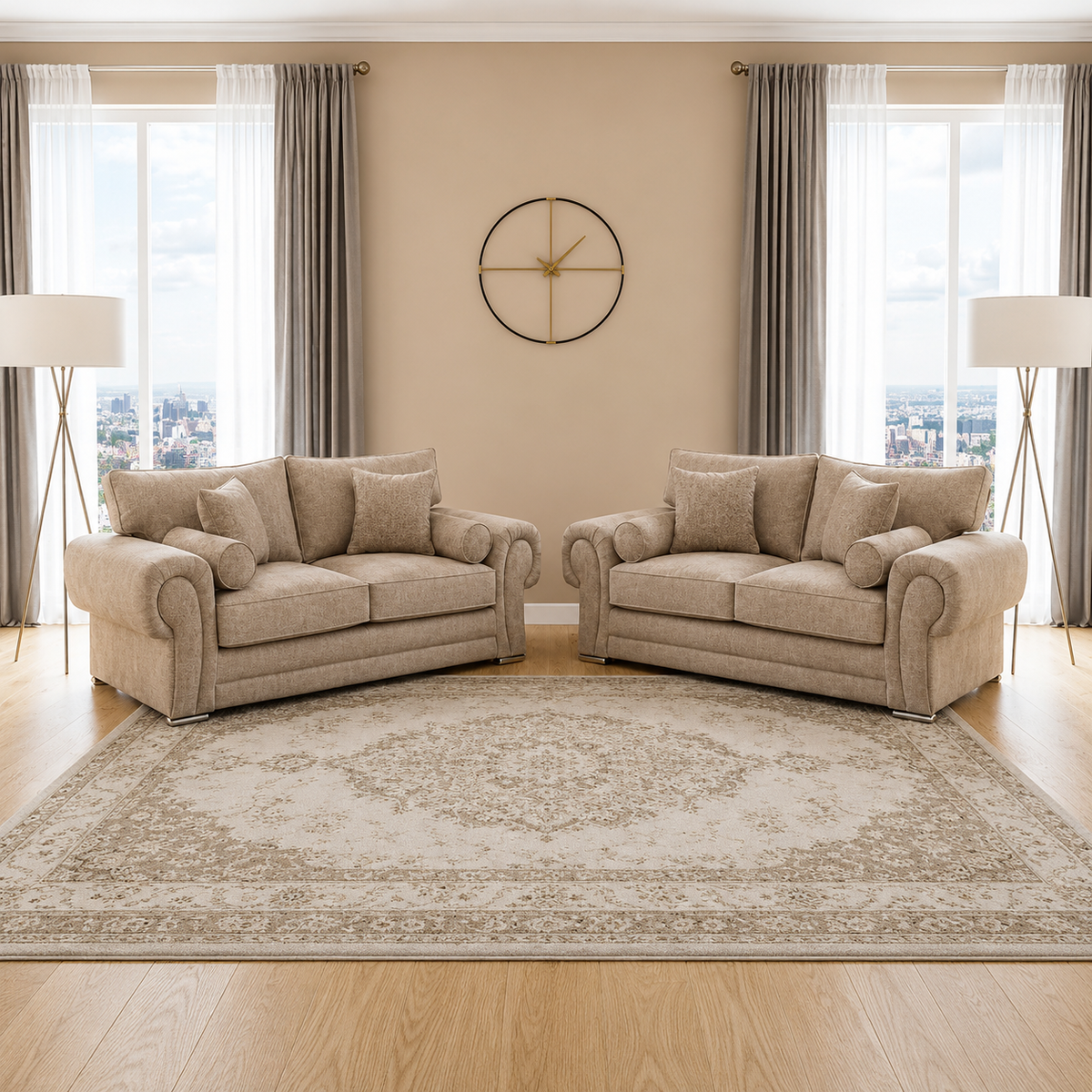 Verona 3 plus 2 Seater Sofa Set in Chenille Fabric