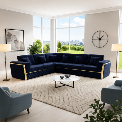 Rambo Luxury L Shape Sofa Plush Velvet