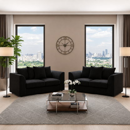 Corduroy Sofa Set  3-Seater and 2-Seater in Plush Velvet Fabric