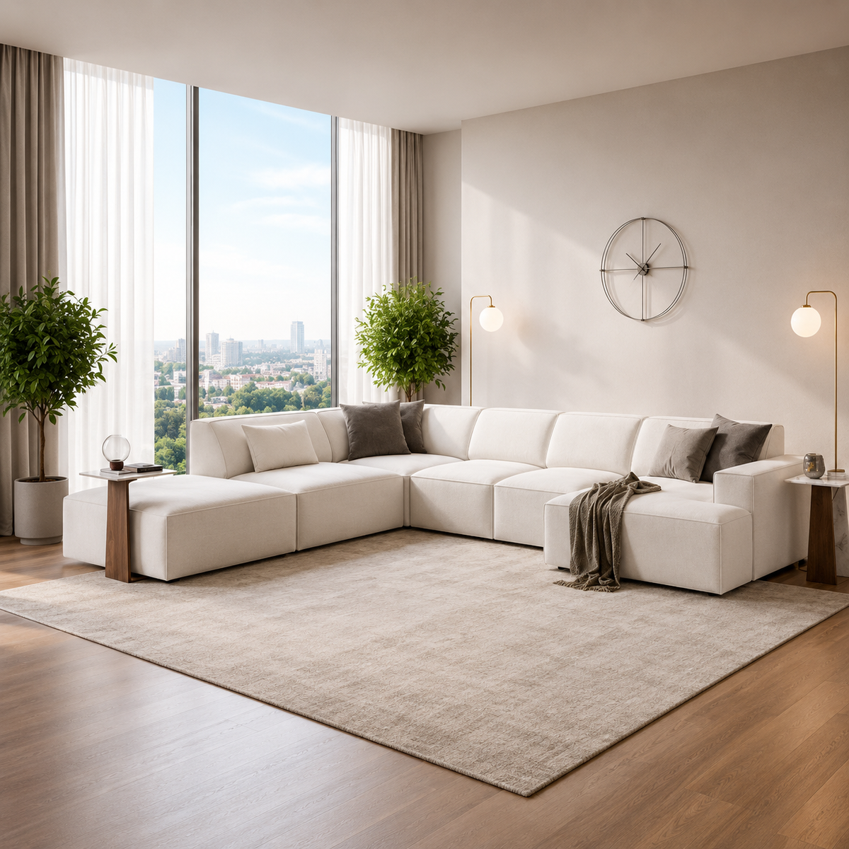 Panoramic Right hand and Left Hand Corner U Shape Sofa in Plush Velvet