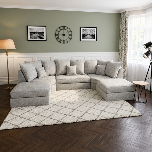 The Urban Nook U-Shaped Sofa In Plush Velvet Fabric