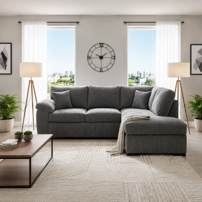 Monty L-Shaped Right-Hand Modern Sofa In Jumbo Fabric