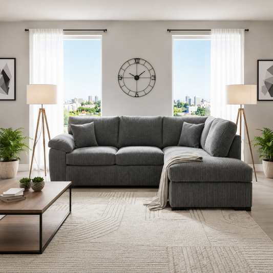 Monty L-Shaped Right-Hand Modern Sofa In Jumbo Fabric