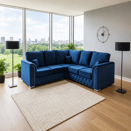 Kent Royale Corner Sofa In Plush Velvet Fabric
