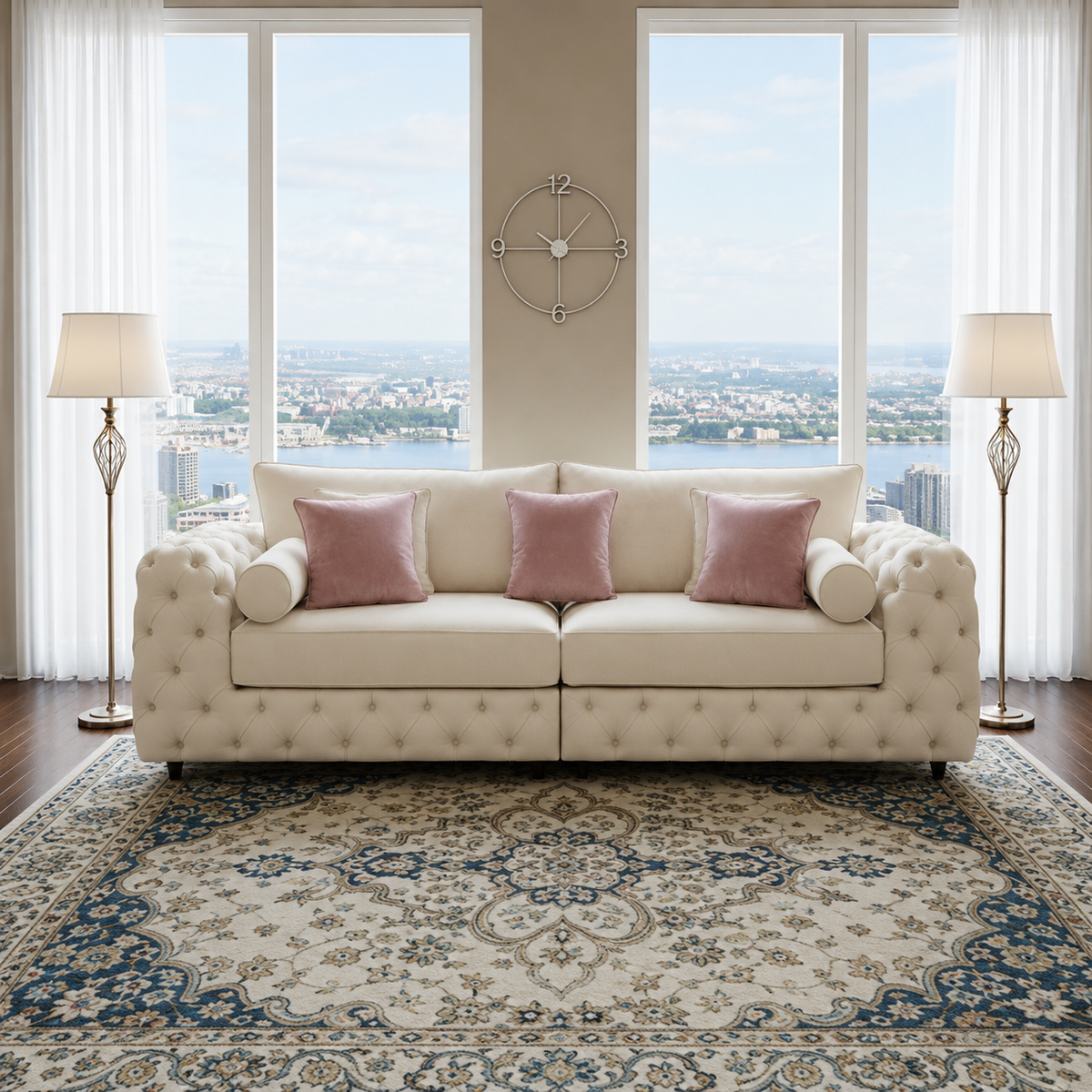 Royale 3 Seater Chesterfield Sofa in Plush Velvet Fabric