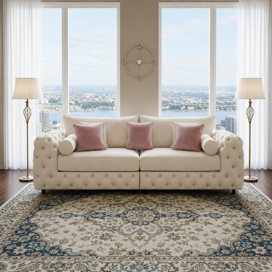Royale 3 Seater Chesterfield Sofa in Plush Velvet Fabric