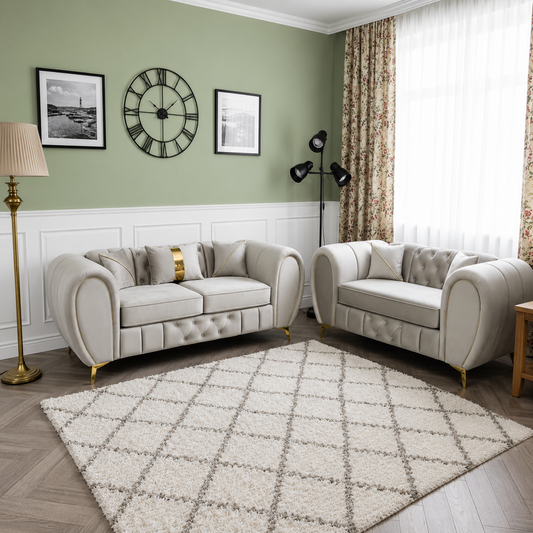 Zen Garden Nest 3+2 Seater Modern Sofas In Plush Velvet Fabric