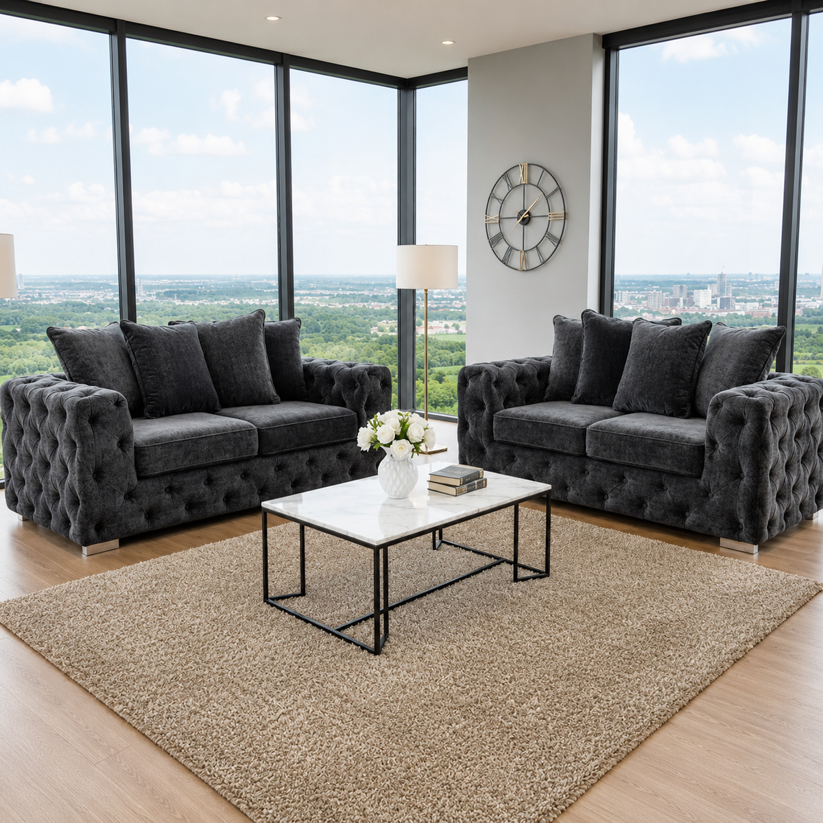 Romal Ashton Chesterfield Sofa Set 3+2 Seater
