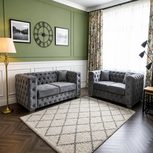 Minimalist Arc Slope 3+2 Seater Luxury Sofas In Plush Velvet Fabric