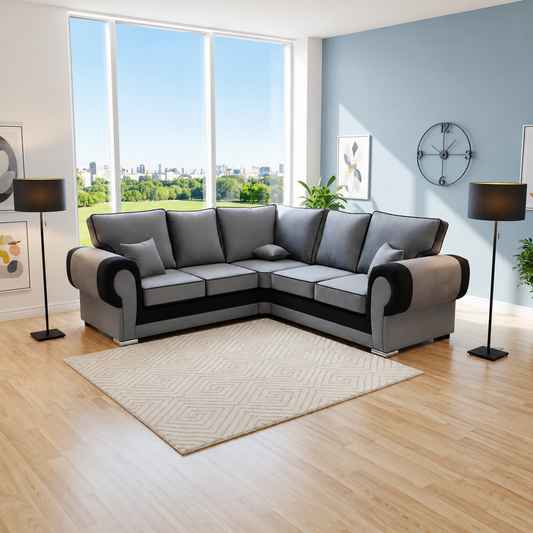 Windsor Retreat Lounge Corner Sofa In Plush Velvet Fabric