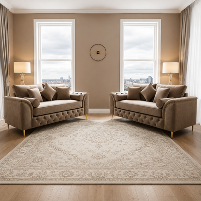 Fusion Chesterfield Sofa Set 3+2 Seater Upholstered Fabric