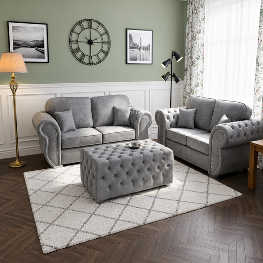 Mercury Drop Lounge 3+2 Seater Sofas In Plush Velvet Fabric