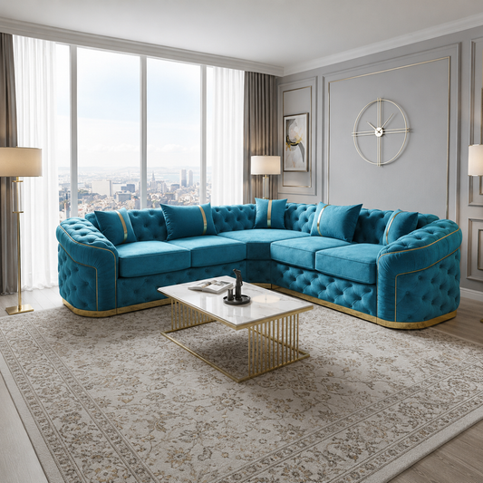Soho Chesterfield Sofa in Plush Velvet Fabric