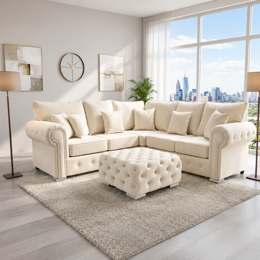Hackney Corner Sofa In Plush Velvet Fabric