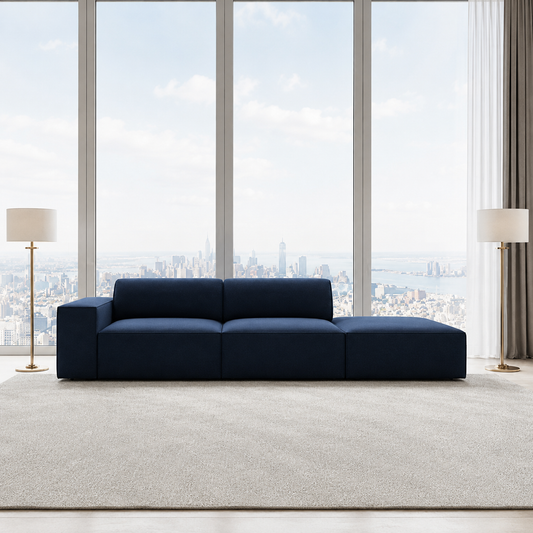 Coco 3 Seater Sofa in Plush Velvet Fabric in Left and Right Side Option